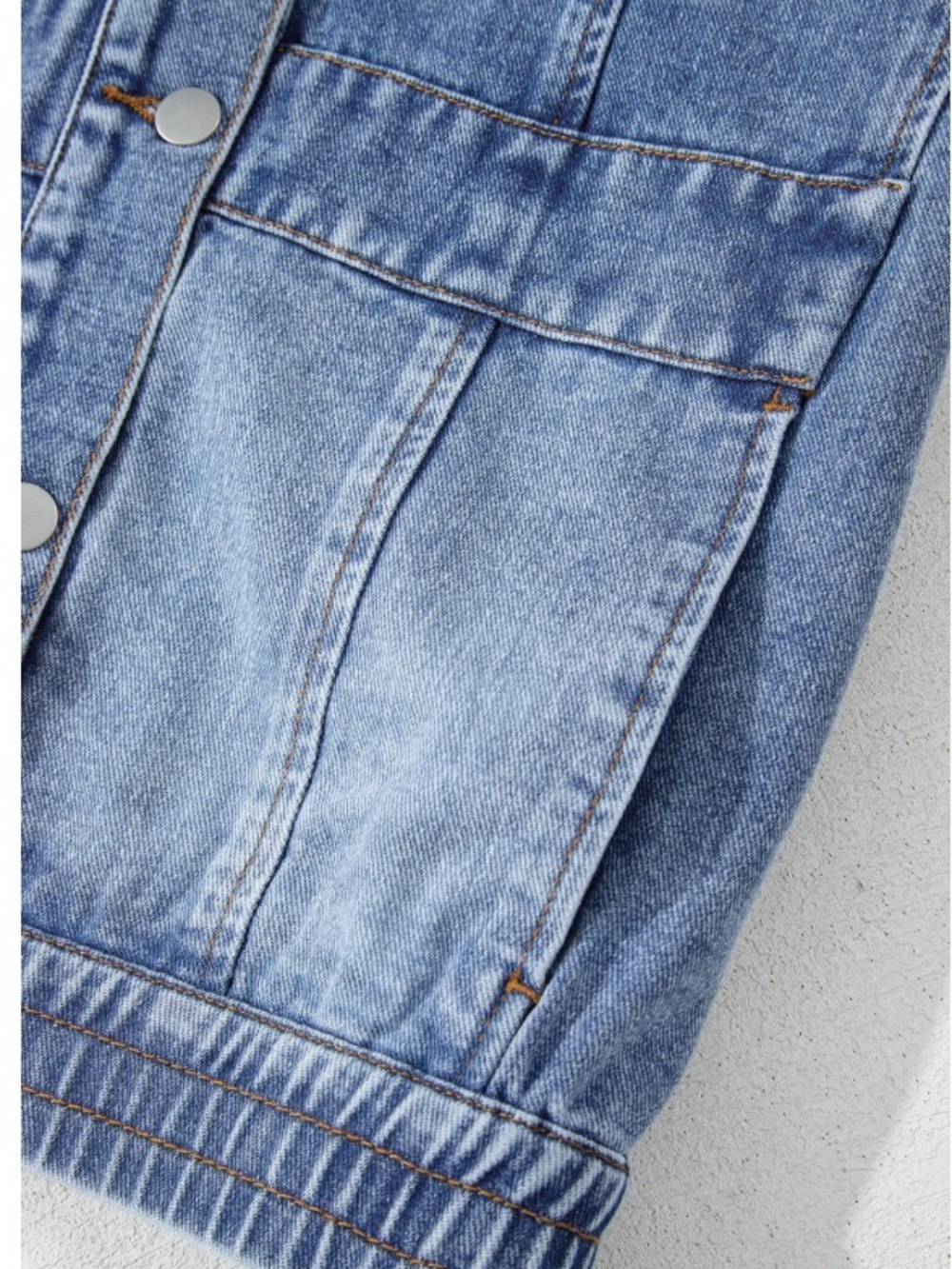 Sleeveless Light Blue Denim Vest - Picture 6 of 7